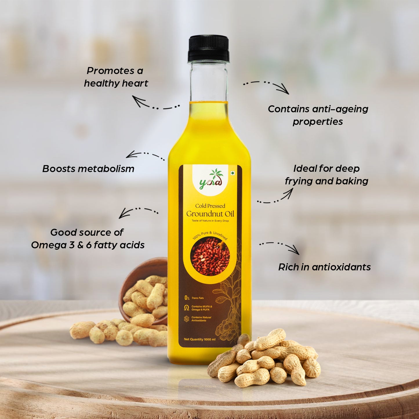 YORA unrefined cold pressed Groundnut (Peanut) Oil