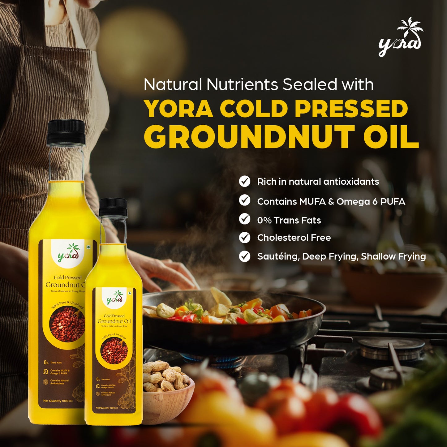 YORA unrefined cold pressed Groundnut (Peanut) Oil