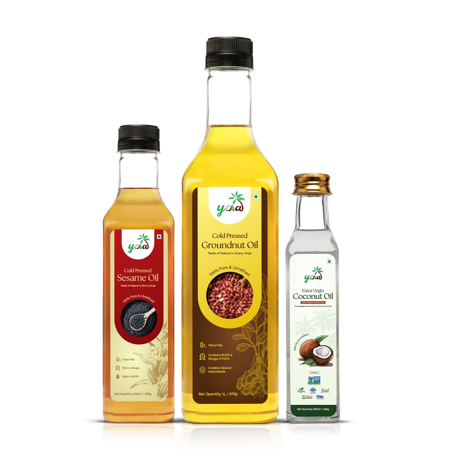 Yora Trio Combo(Coconut milk oil250ml+1L groundnutoil+500ml sesame oil)