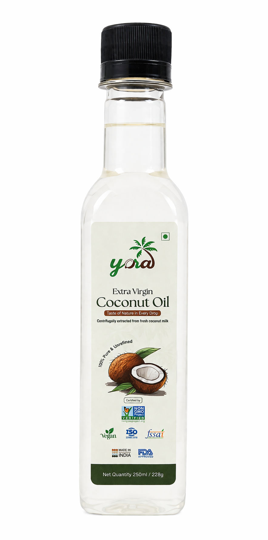 Yora Extra Virgin Coconut Oil – 100% Pure & Natural (Cold Centrifuged)
