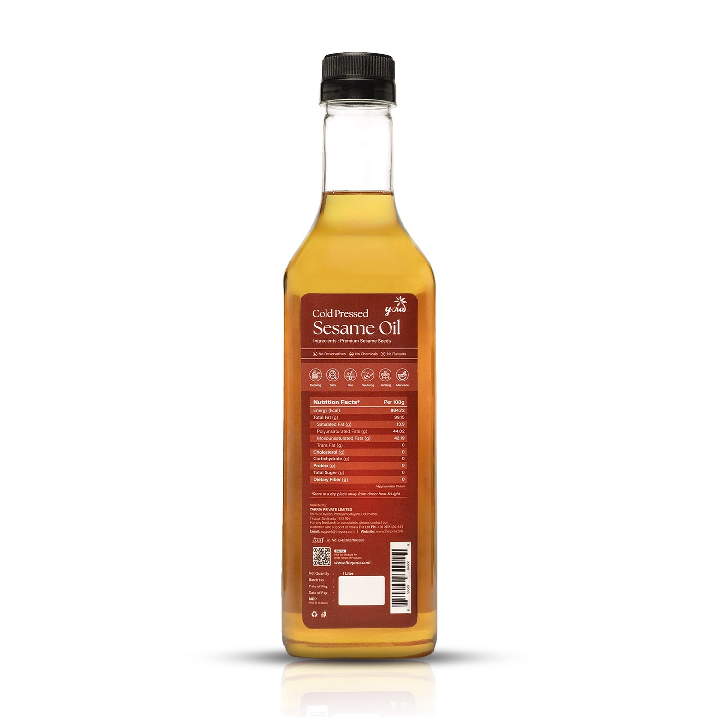 YORA unrefined cold pressed Sesame (Gingelly) Oil